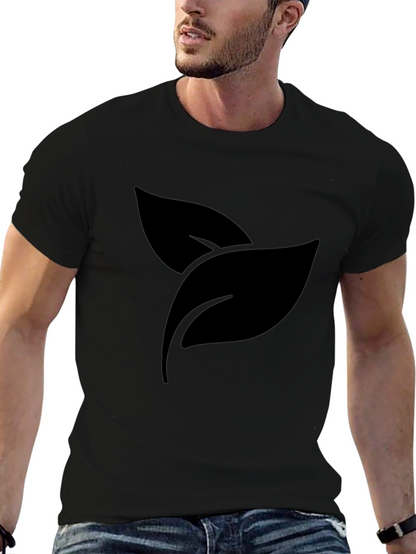 Black Leaf Print Crew Neck T-Shirt