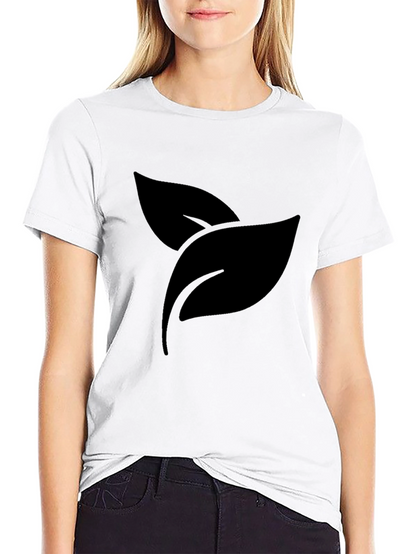 Black Leaf Print Crew Neck T-Shirt