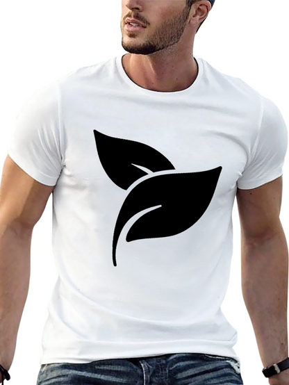 Black Leaf Print Crew Neck T-Shirt