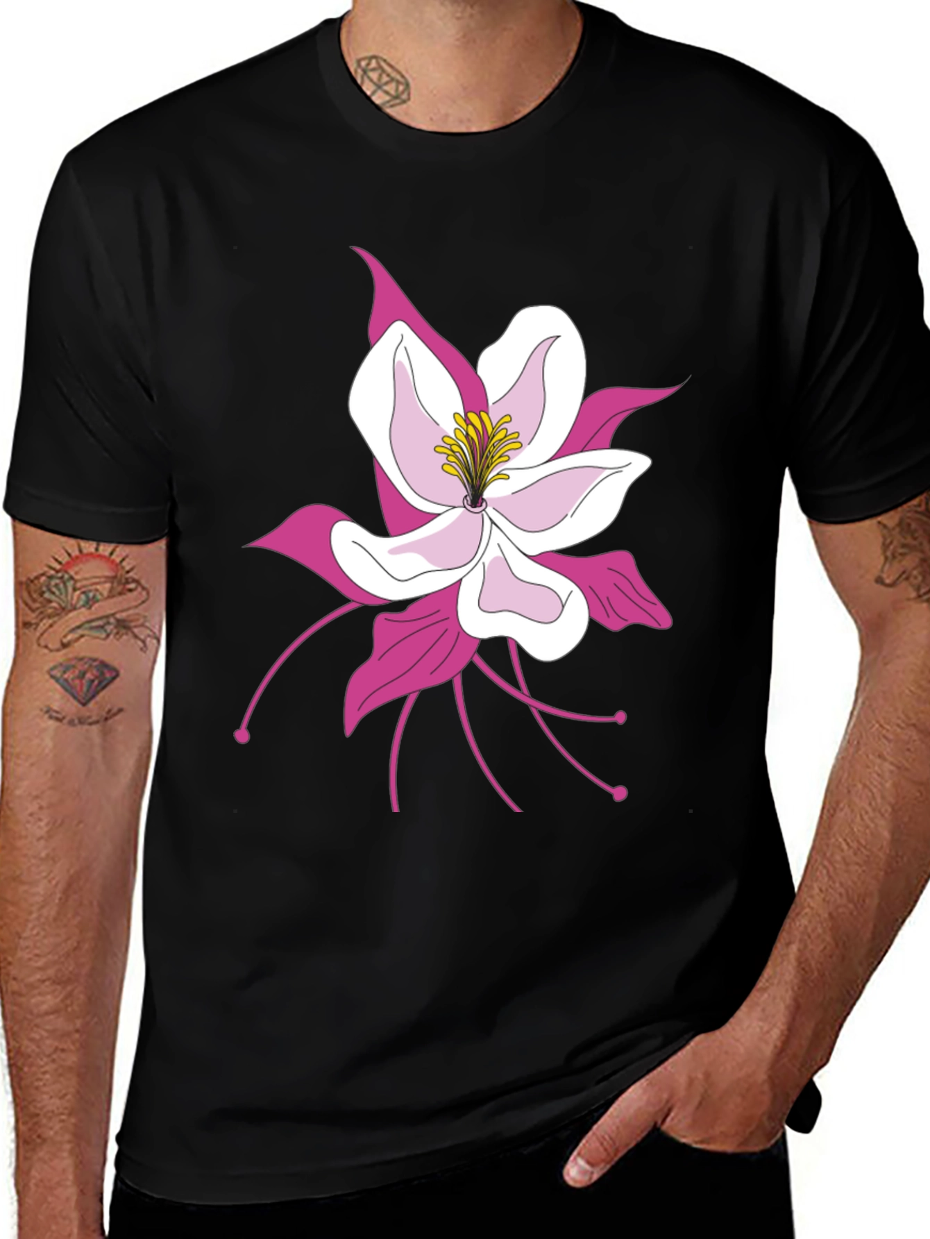 Floral Graphic Tee - Black Cotton Blend