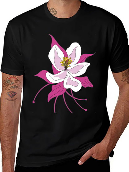 Floral Graphic Tee - Black Cotton Blend