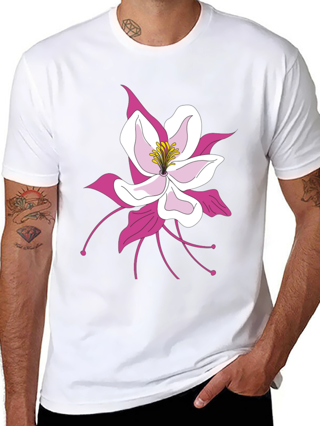 Floral Graphic Tee - Black Cotton Blend