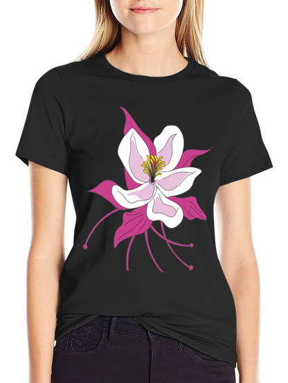 Floral Graphic Tee - Black Cotton Blend