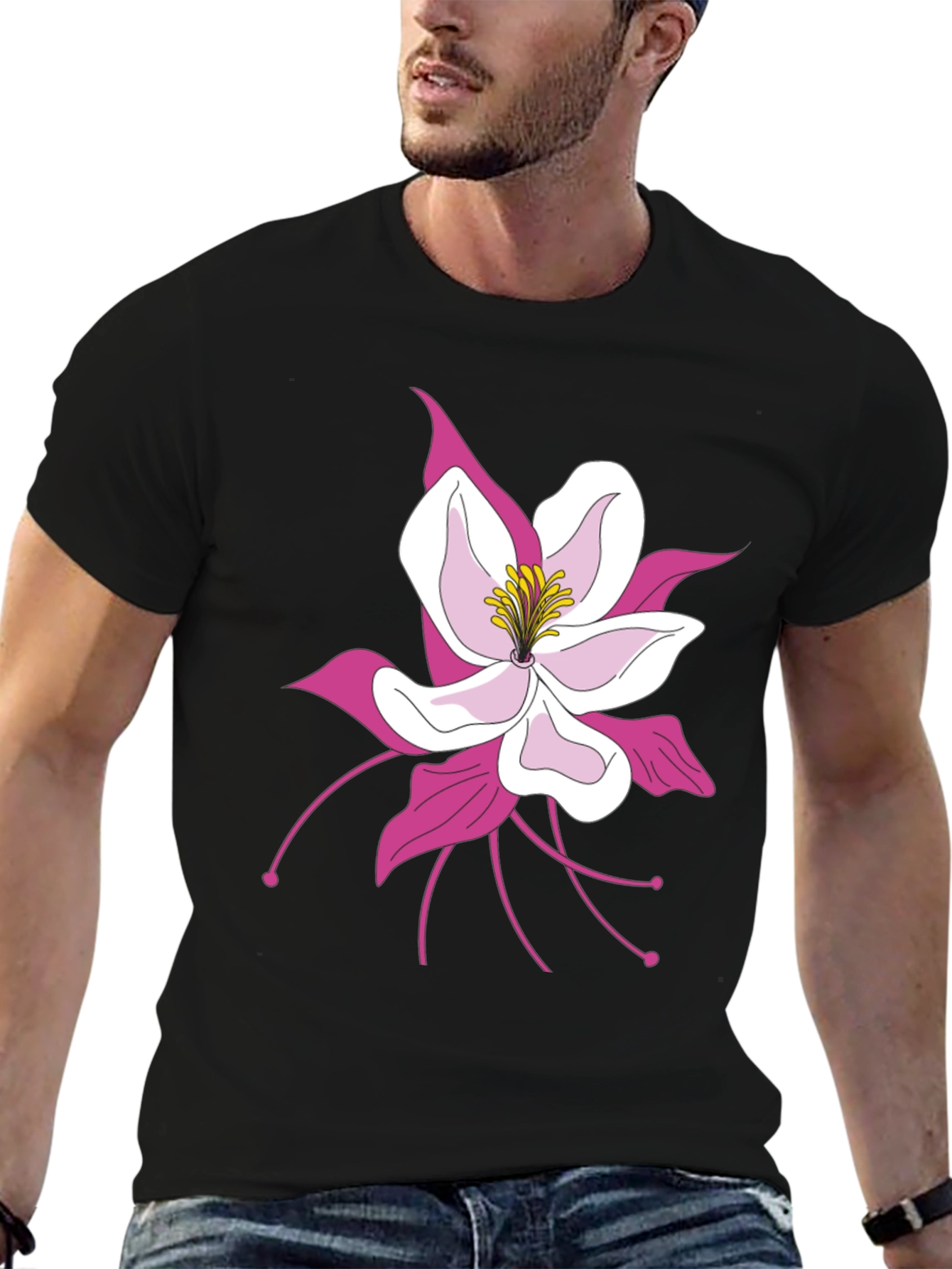 Floral Graphic Tee - Black Cotton Blend