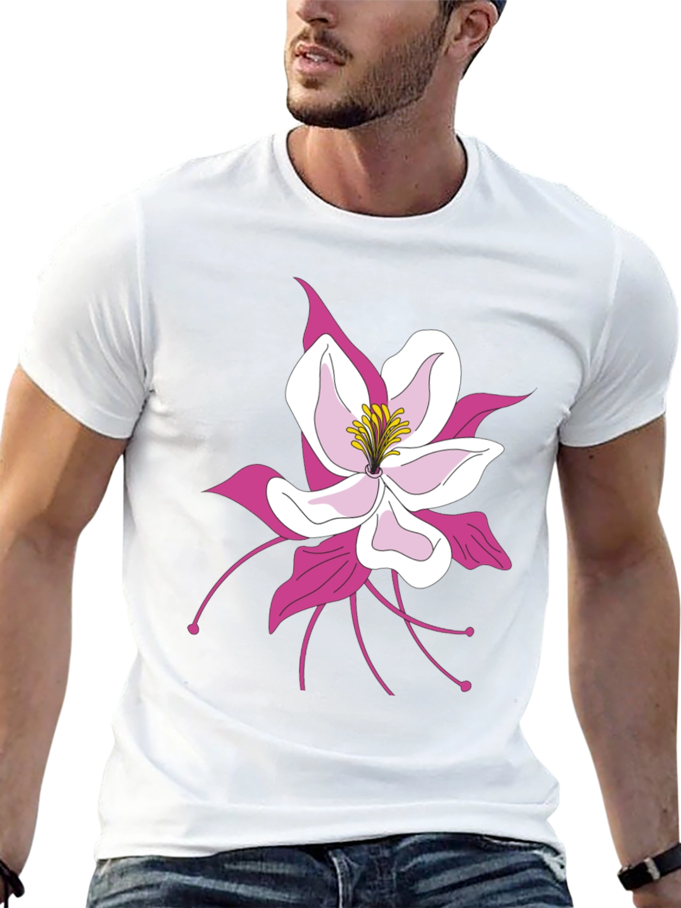 Floral Graphic Tee - Black Cotton Blend