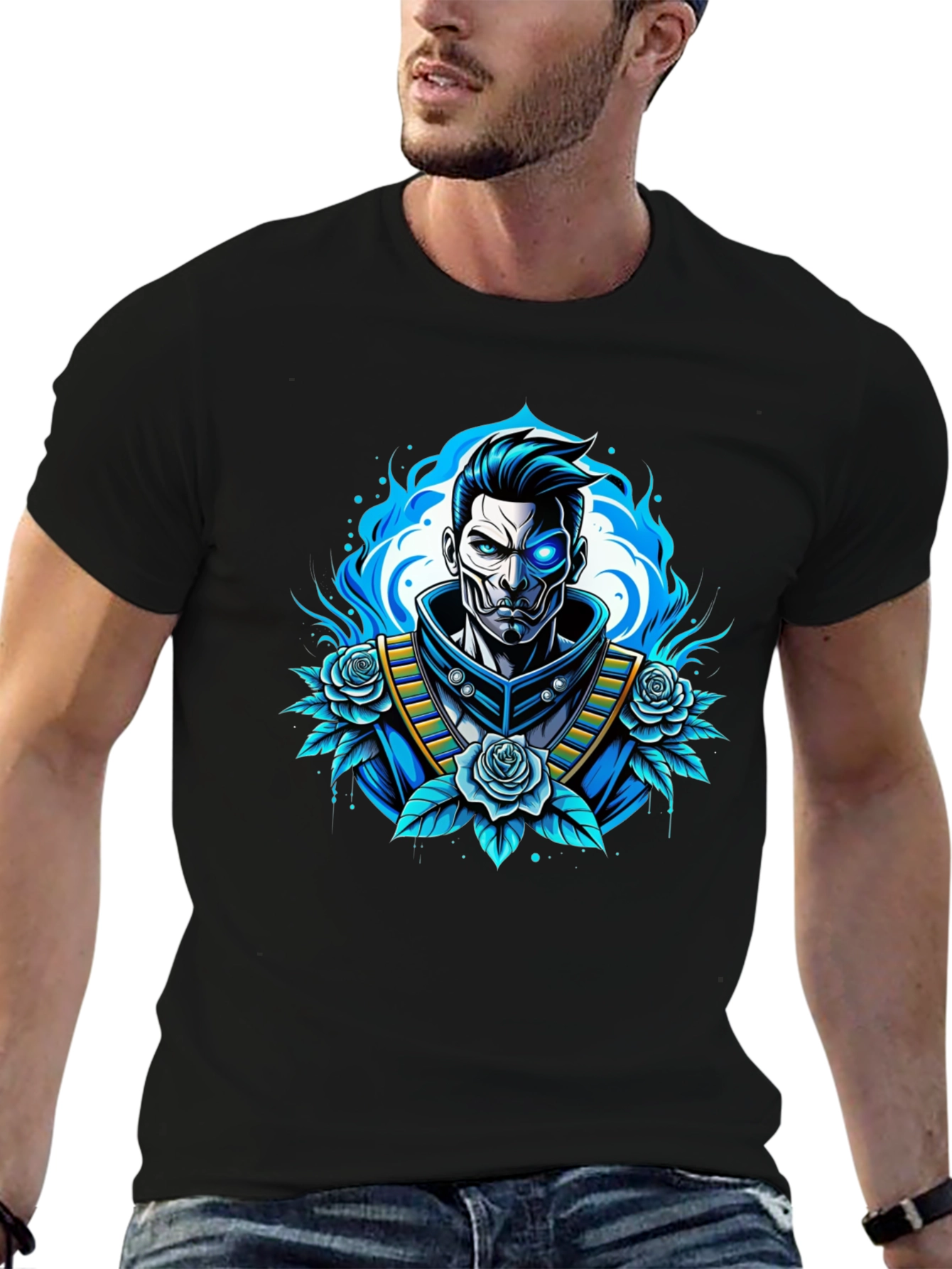 Cyberpunk Samurai T-Shirt - Futuristic Warrior Design