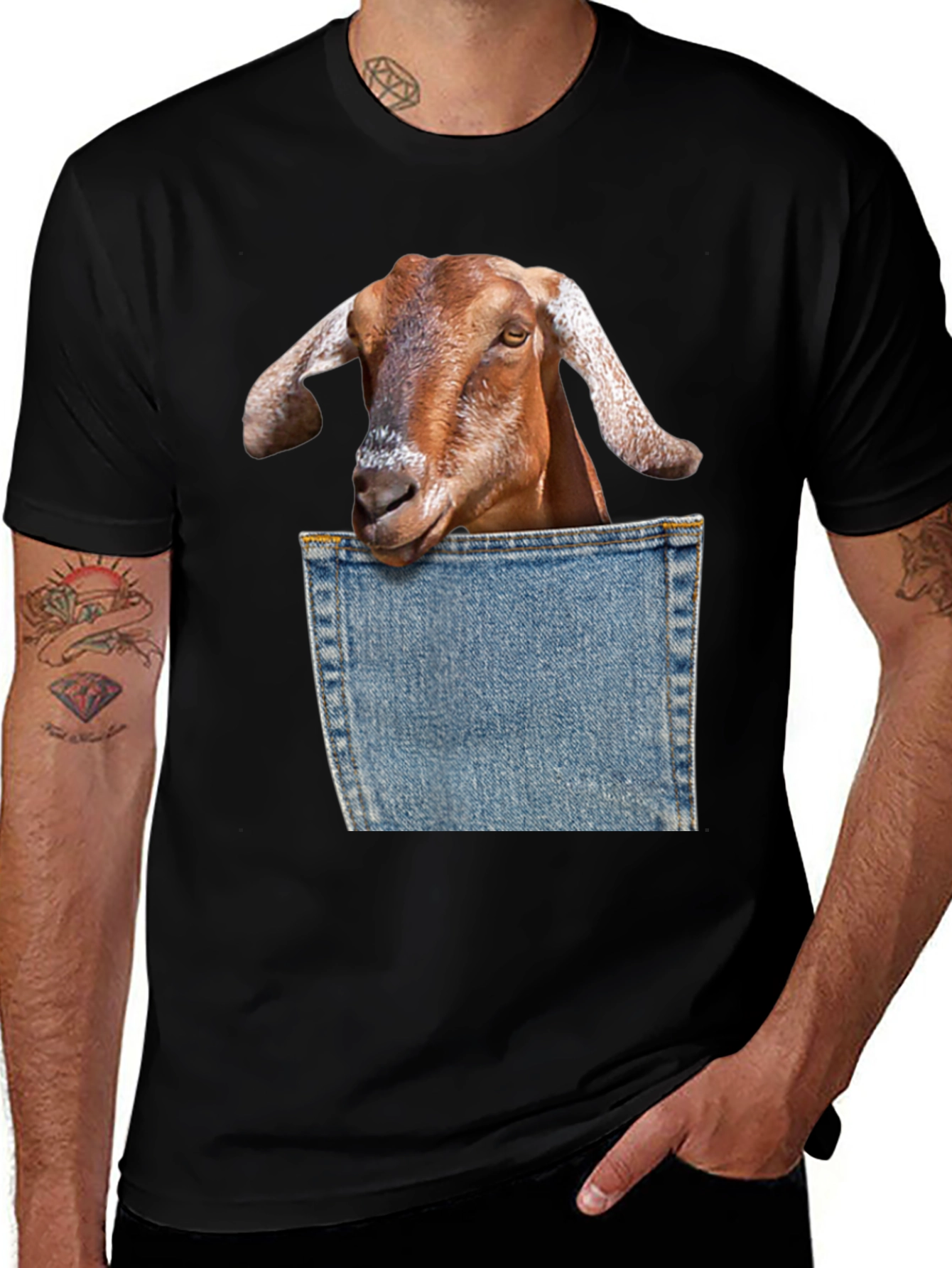 Goat Pocket Graphic T-Shirt