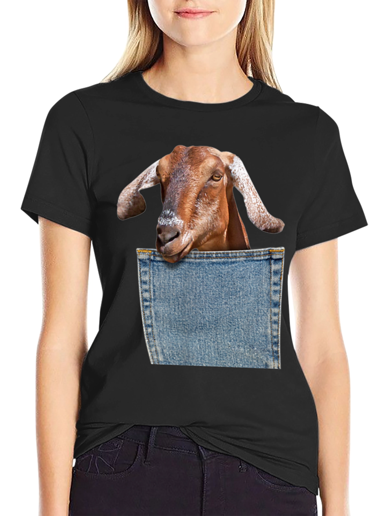 Goat Pocket Graphic T-Shirt