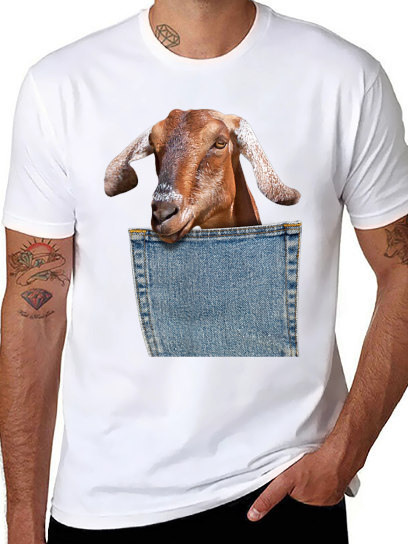 Goat Pocket Graphic T-Shirt