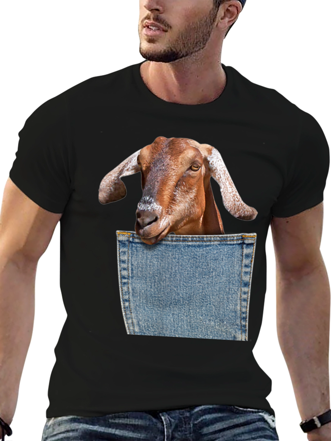 Goat Pocket Graphic T-Shirt