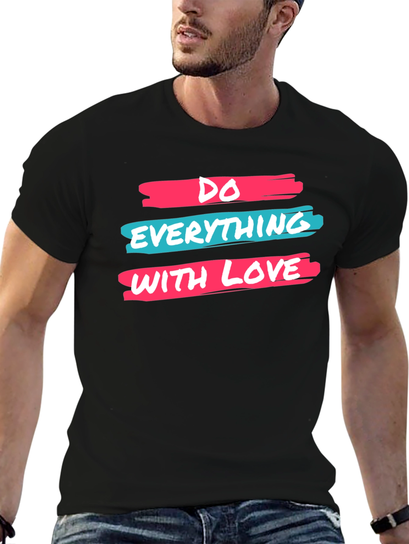 Inspirational Do Everything With Love Black Graphic Tee