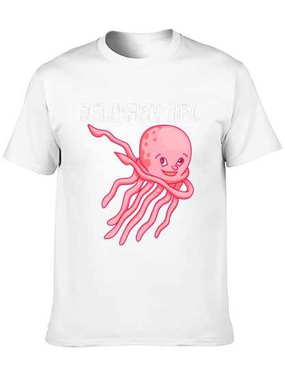 Jellyfish Girl Graphic Tee - Black Cotton Shirt