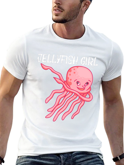 Jellyfish Girl Graphic Tee - Black Cotton Shirt