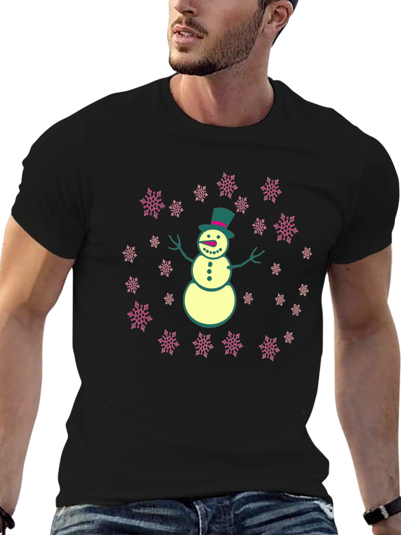 Snowman T-Shirt with Snowflake Design