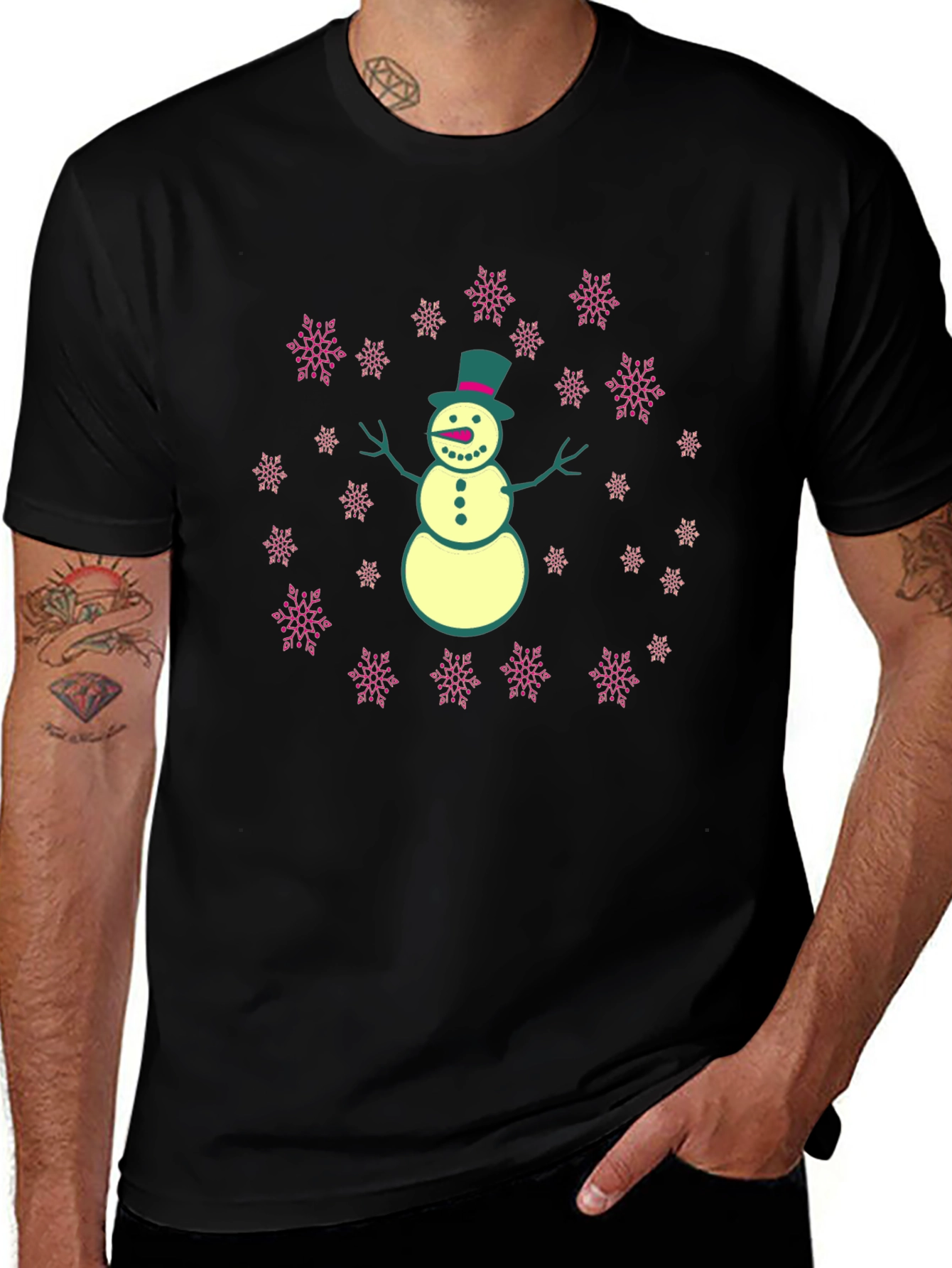 Snowman T-Shirt with Snowflake Design