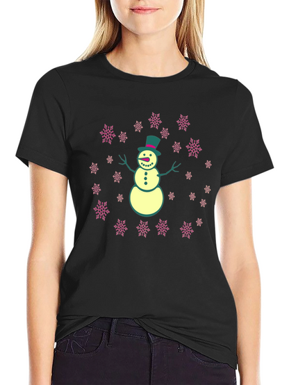 Snowman T-Shirt with Snowflake Design