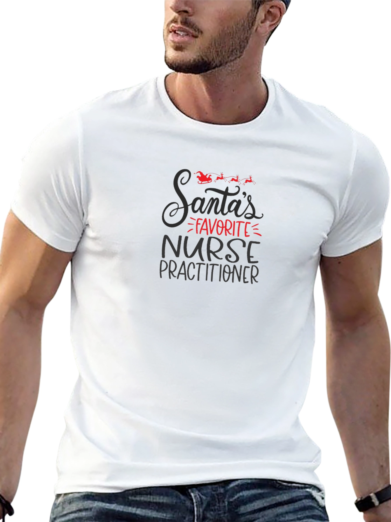 Santas Favorite Nurse Practitioner Black T-Shirt