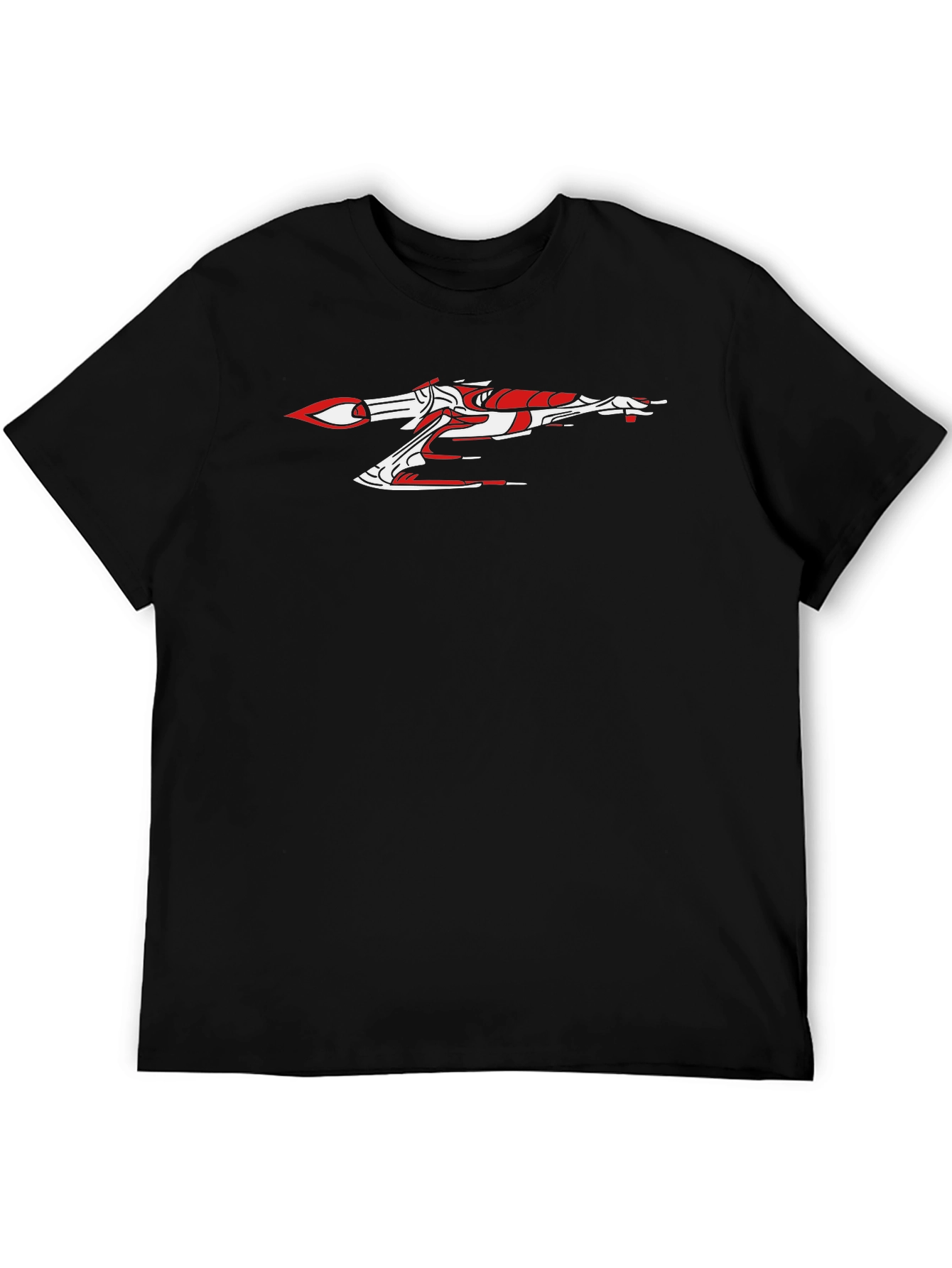 Sci-Fi Spaceship Graphic Tee - Sleek Black Cotton Shirt