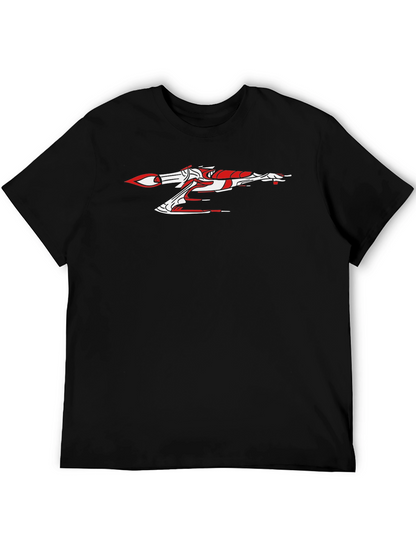 Sci-Fi Spaceship Graphic Tee - Sleek Black Cotton Shirt