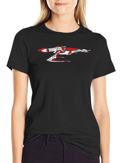 Sci-Fi Spaceship Graphic Tee - Sleek Black Cotton Shirt