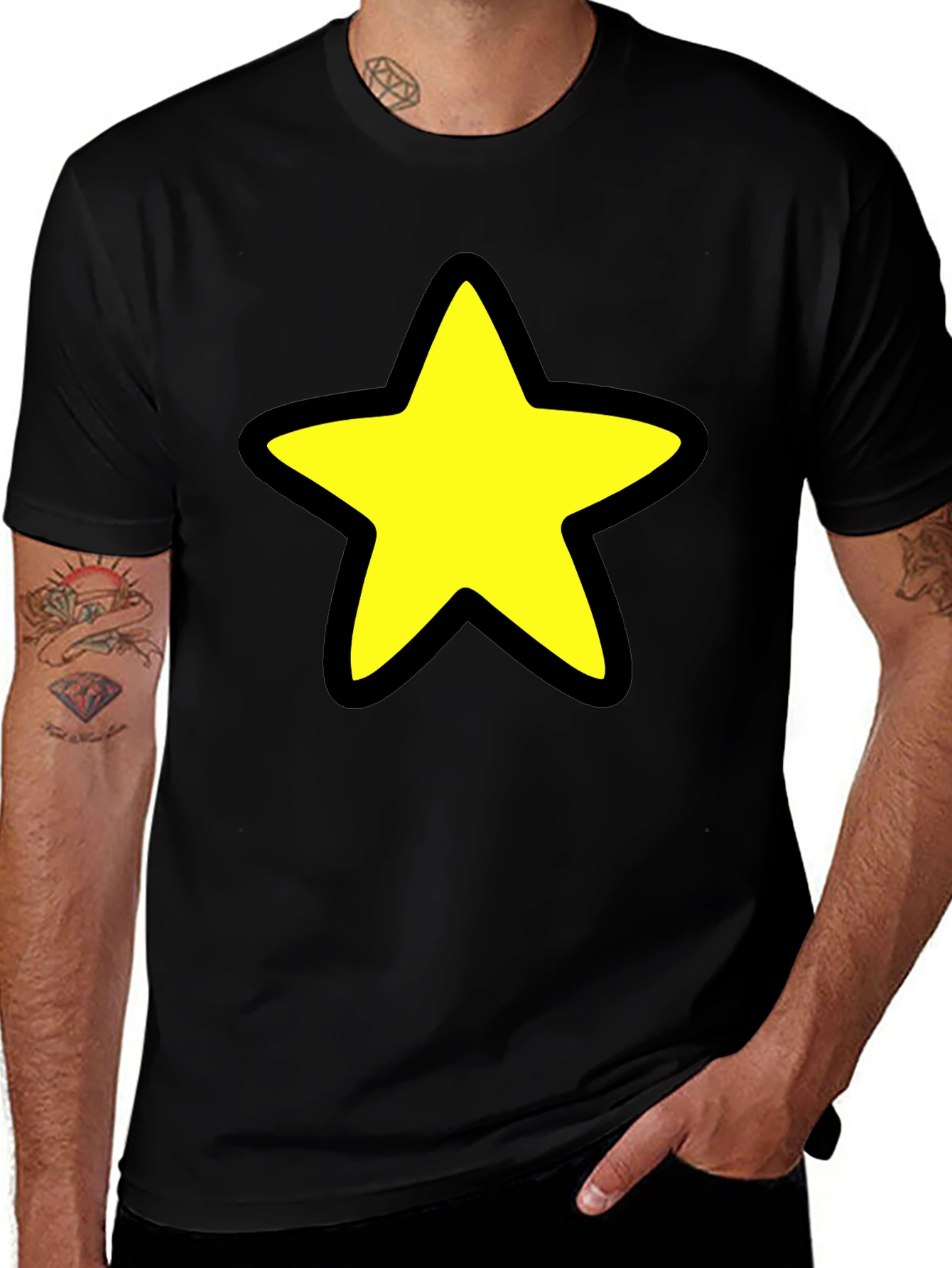 Star Graphic Tee - Casual Black T-Shirt