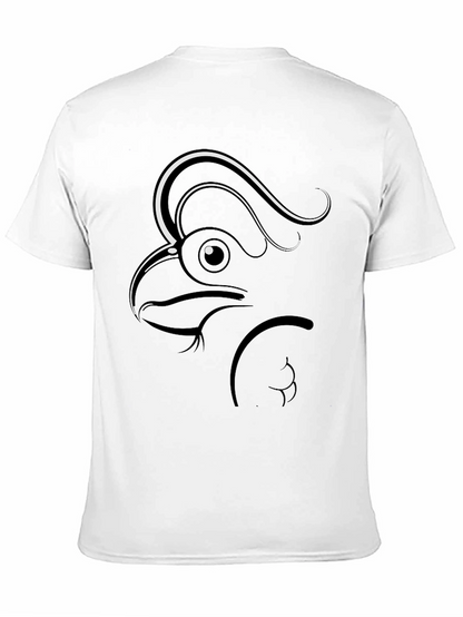 Stylized Rooster Graphic Tee - Mens Black T-Shirt