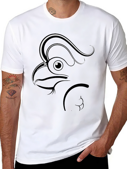 Stylized Rooster Graphic Tee - Mens Black T-Shirt