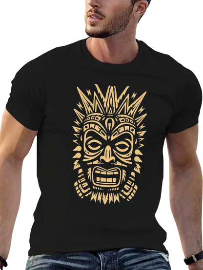 Tribal Mask Graphic Tee - Mens Black T-Shirt