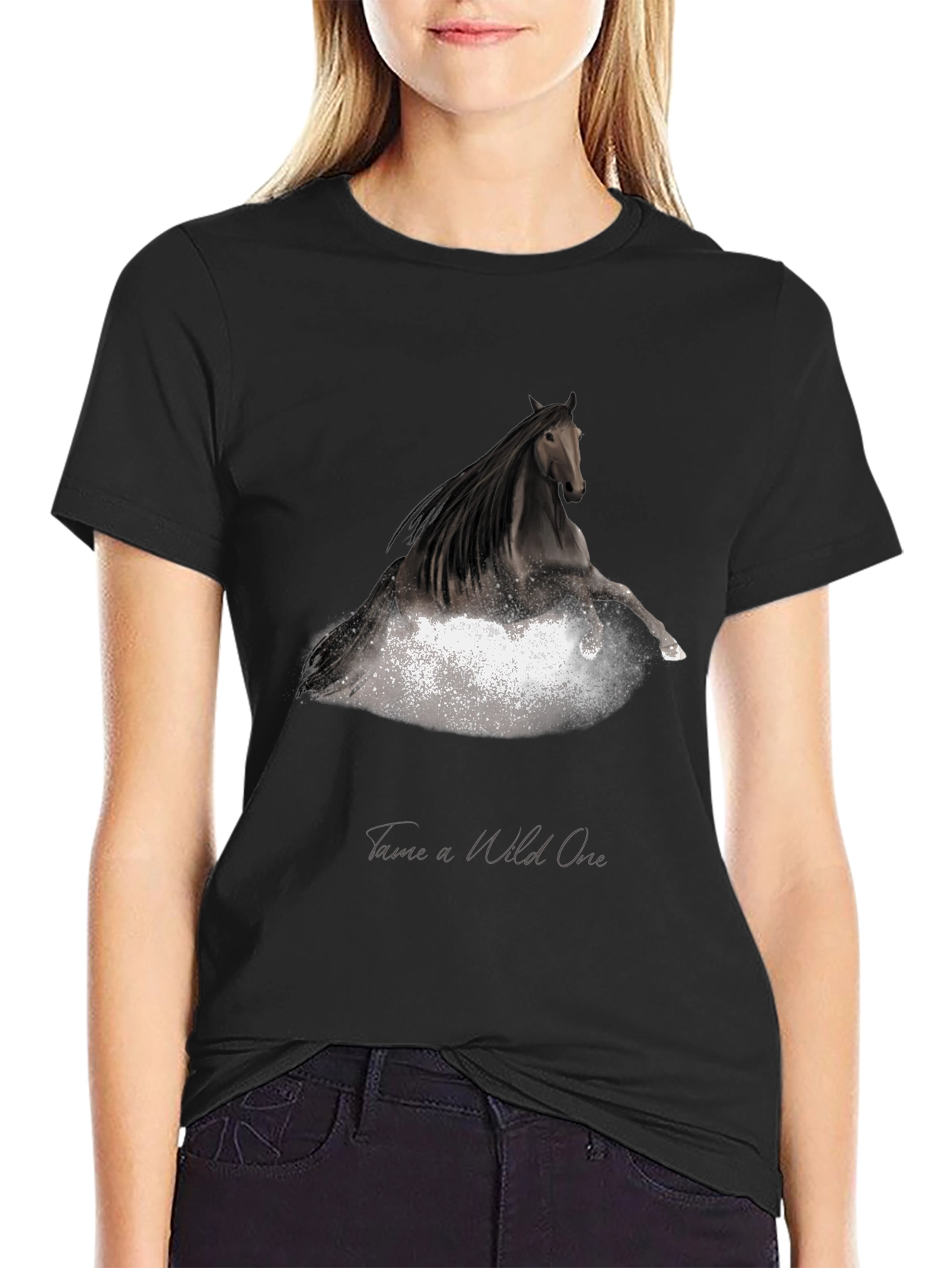 Tame a Wild One Black Horse Graphic Tee