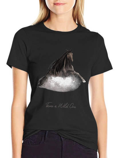 Tame a Wild One Black Horse Graphic Tee