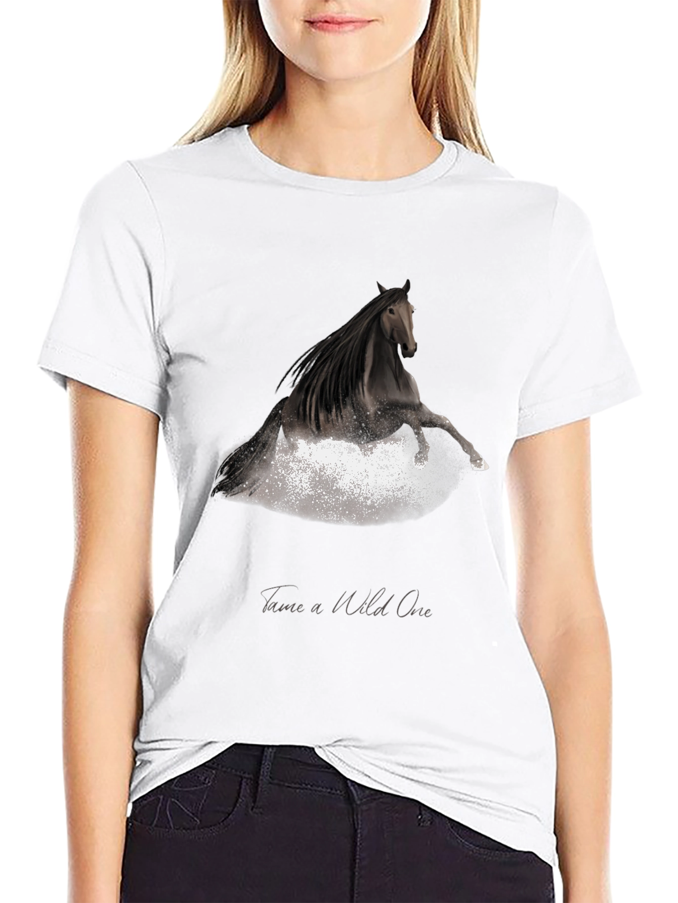 Tame a Wild One Black Horse Graphic Tee