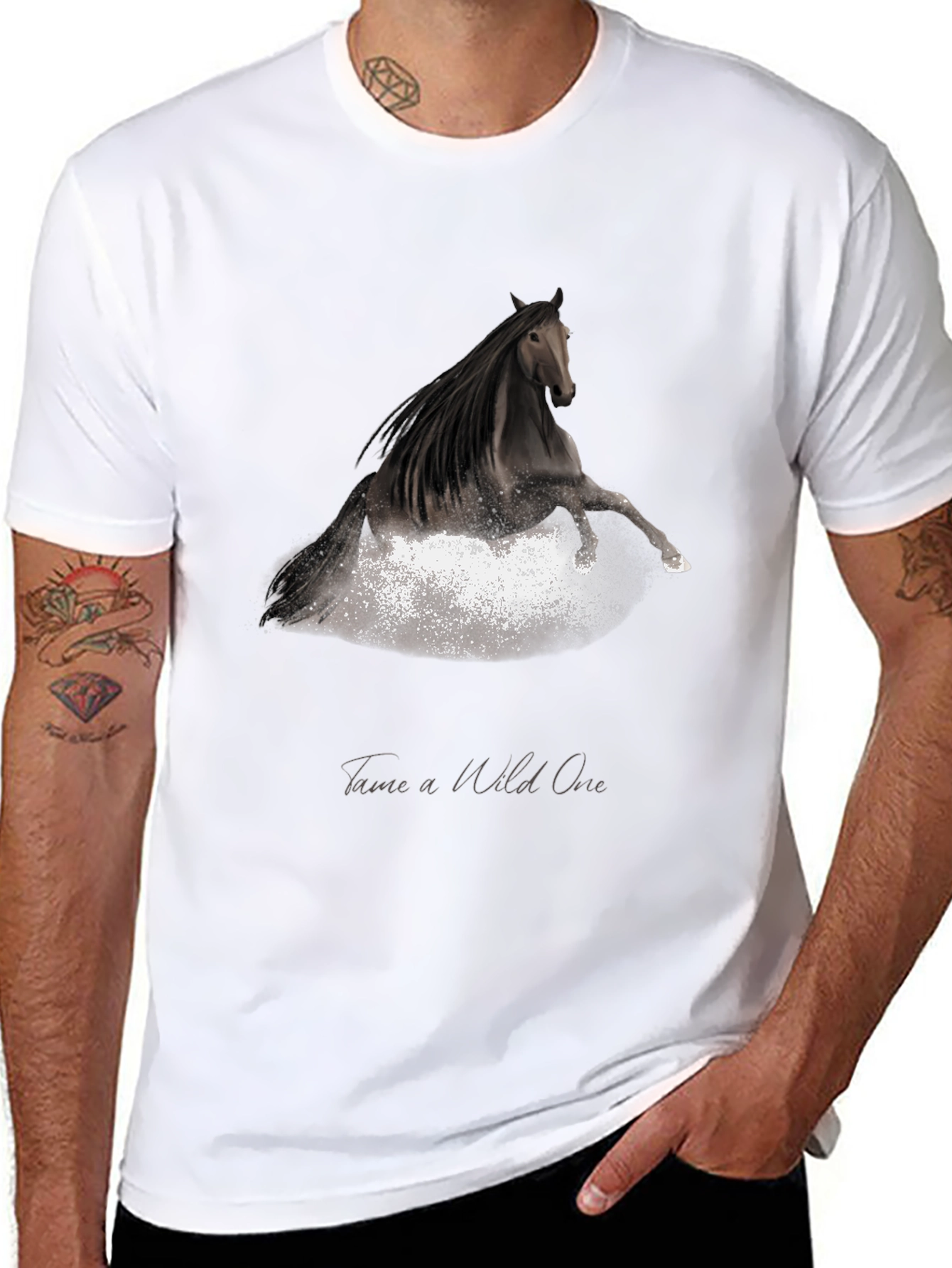 Tame a Wild One Black Horse Graphic Tee