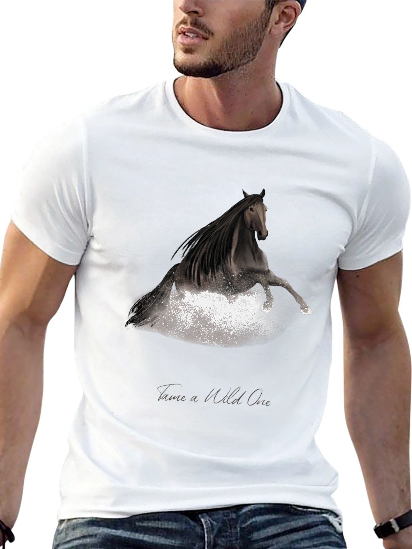 Tame a Wild One Black Horse Graphic Tee