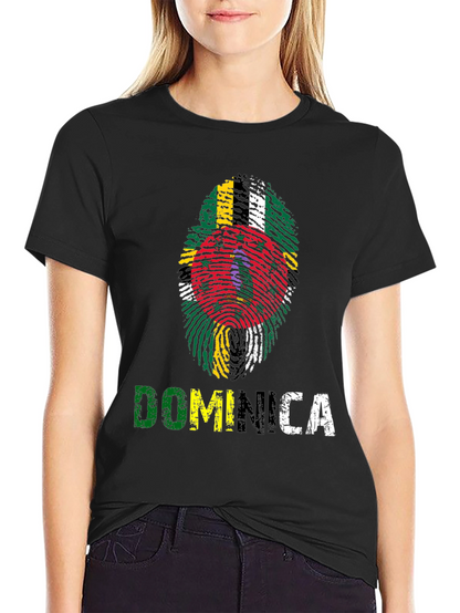 Dominica Fingerprint Flag Graphic T-Shirt