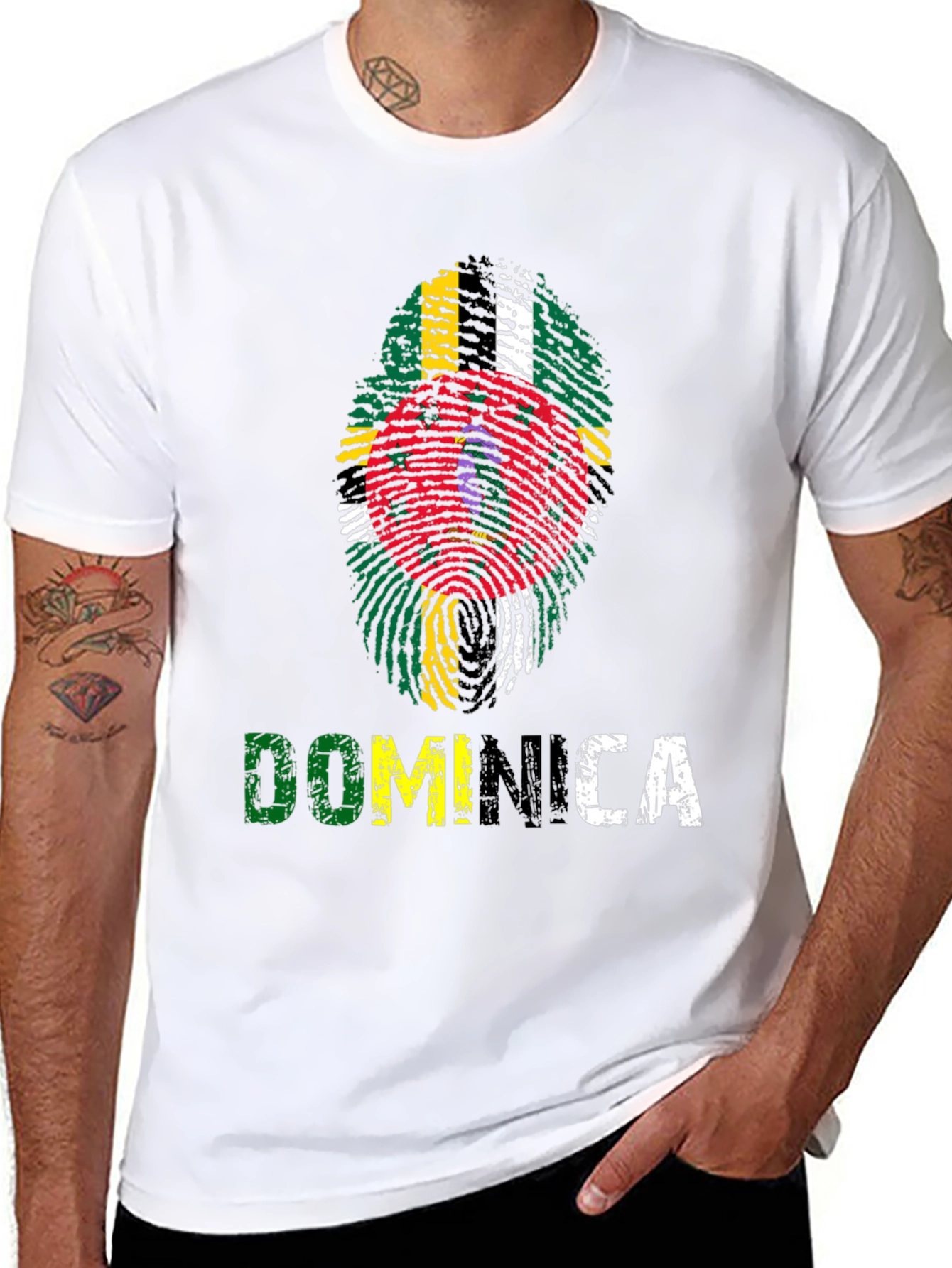 Dominica Fingerprint Flag Graphic T-Shirt