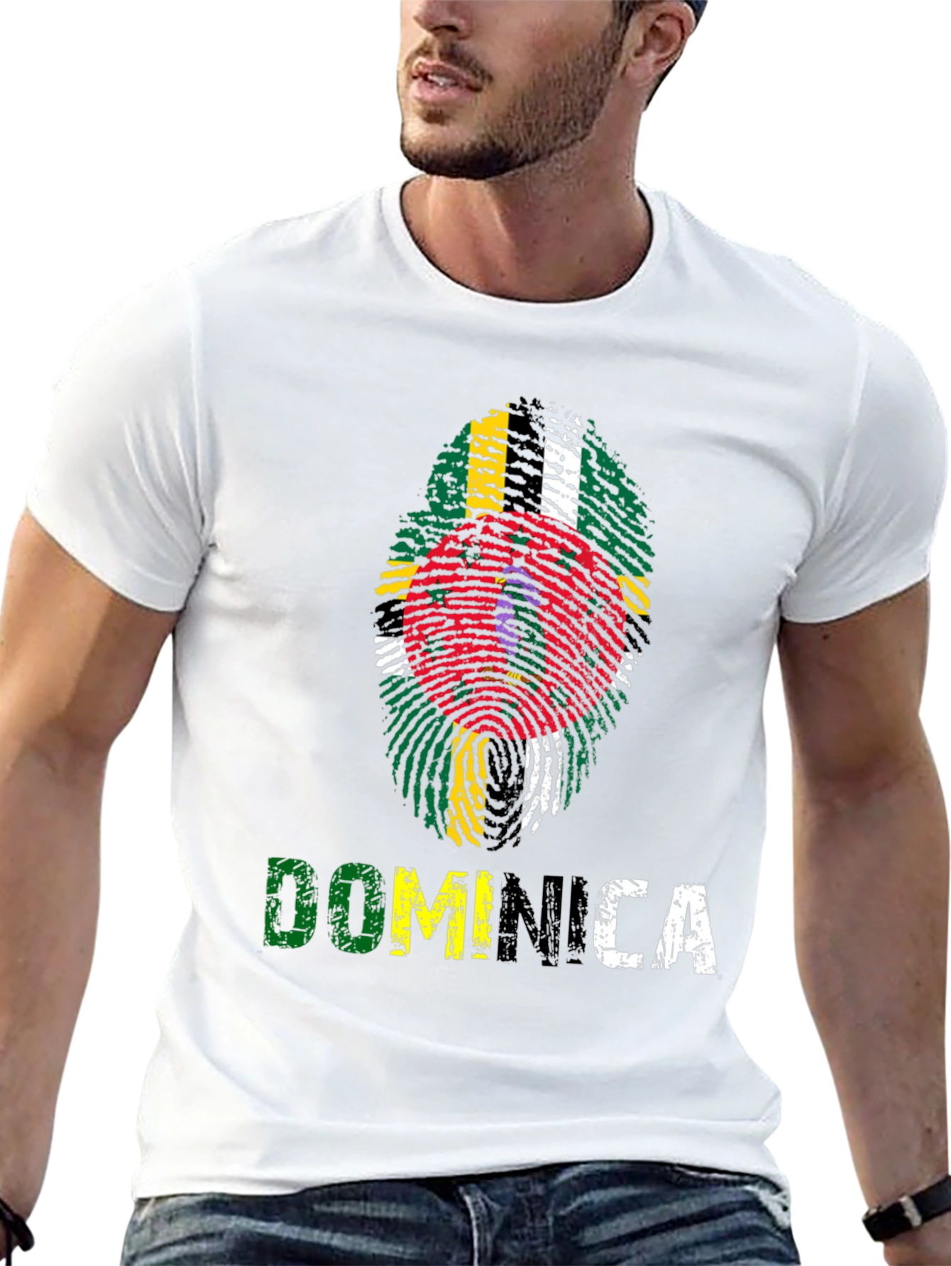 Dominica Fingerprint Flag Graphic T-Shirt