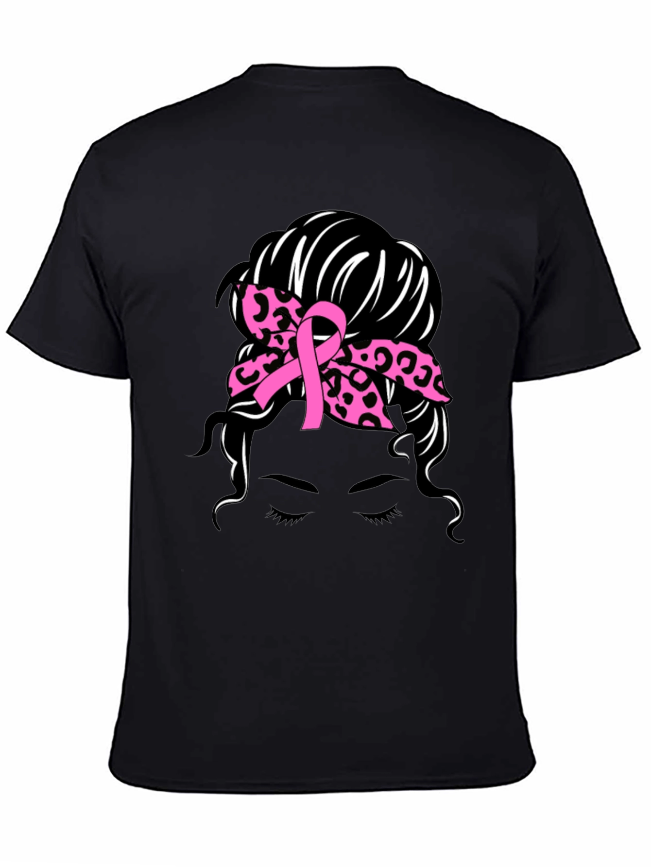 Breast Cancer Awareness Messy Bun T-Shirt