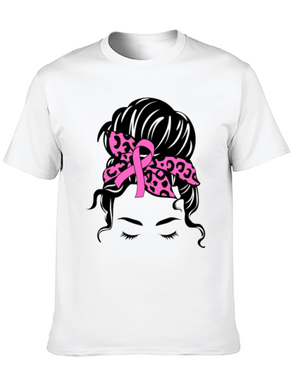 Breast Cancer Awareness Messy Bun T-Shirt