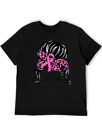 Breast Cancer Awareness Messy Bun T-Shirt
