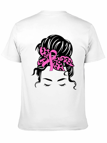 Breast Cancer Awareness Messy Bun T-Shirt