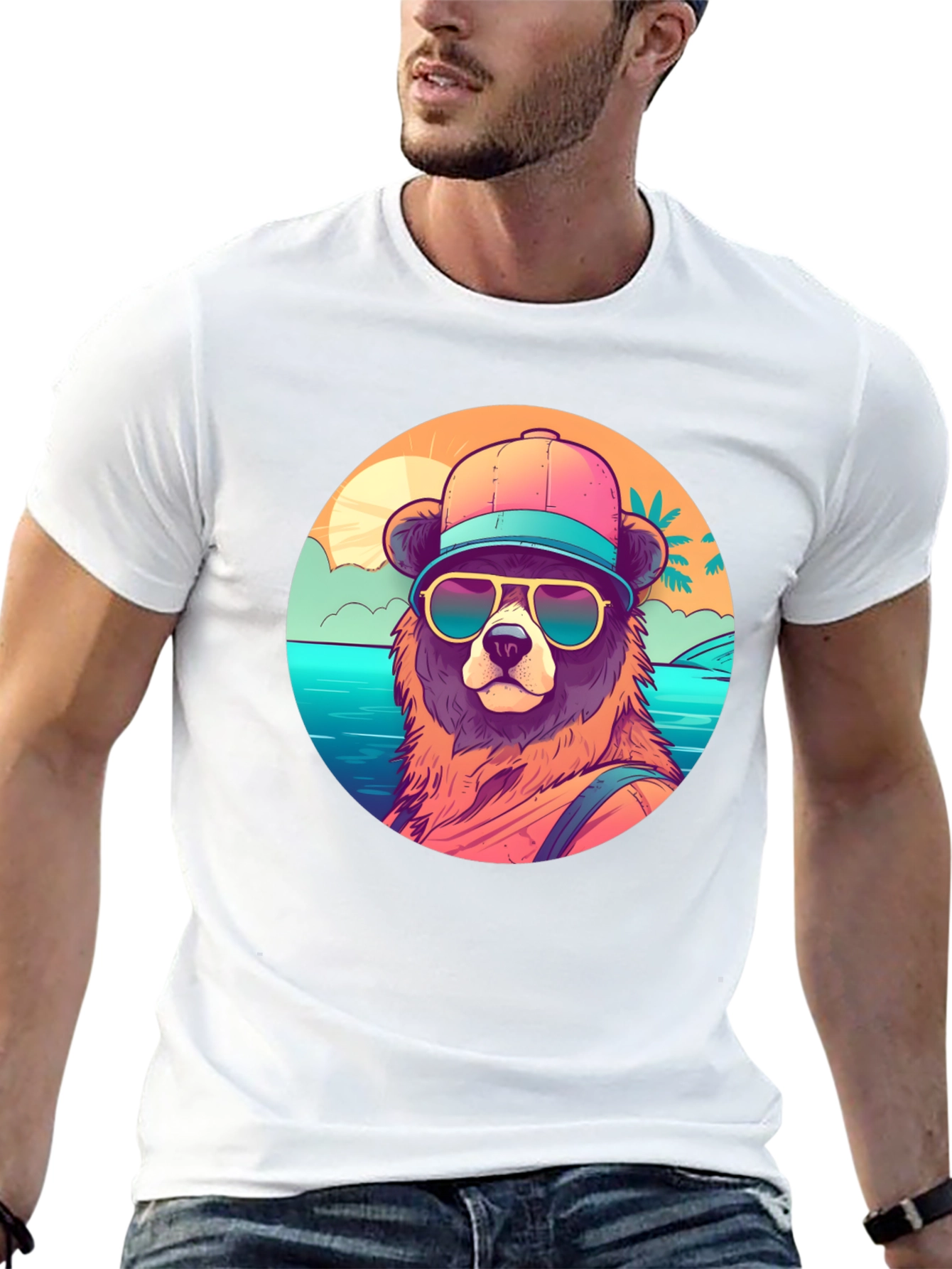 Cool Bear Graphic T-Shirt - Beach Vibes