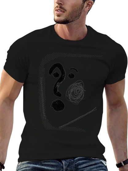 Abstract Face Graphic Mens Black T-Shirt