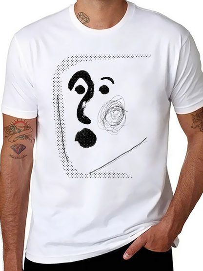Abstract Face Graphic Mens Black T-Shirt