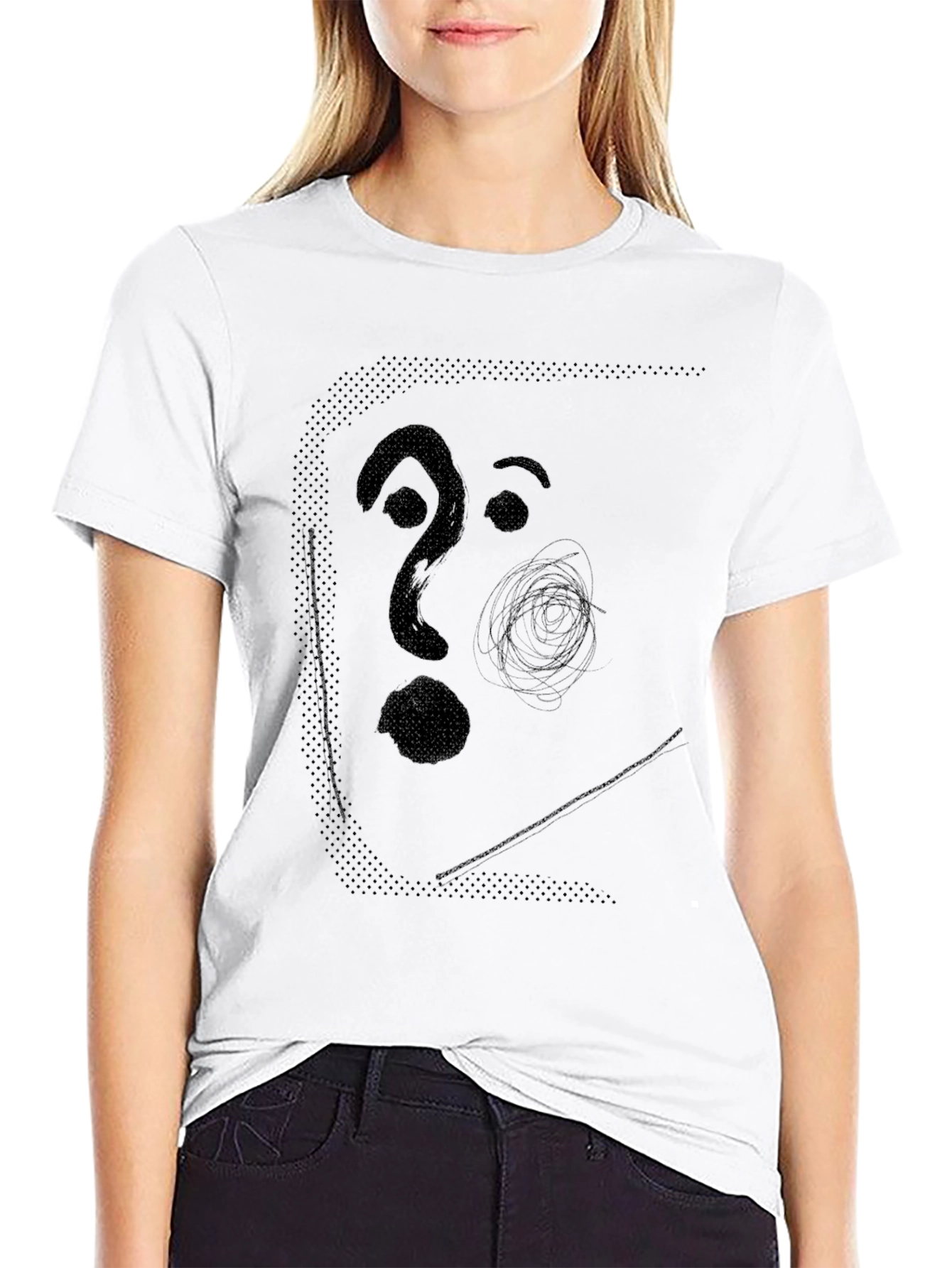 Abstract Face Graphic Mens Black T-Shirt