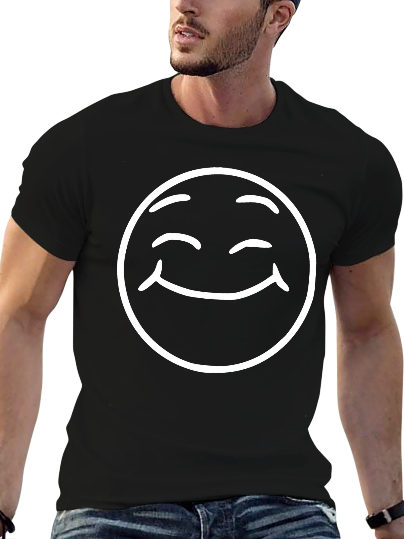 Smiling Face Graphic Tee - Classic Comfort