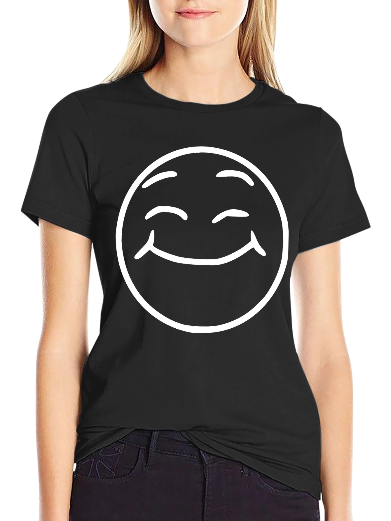 Smiling Face Graphic Tee - Classic Comfort