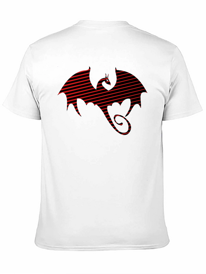 Striped Dragon Tee - Graphic Print T-Shirt