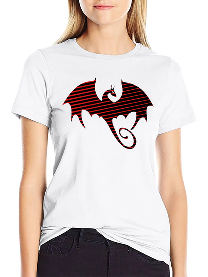 Striped Dragon Tee - Graphic Print T-Shirt