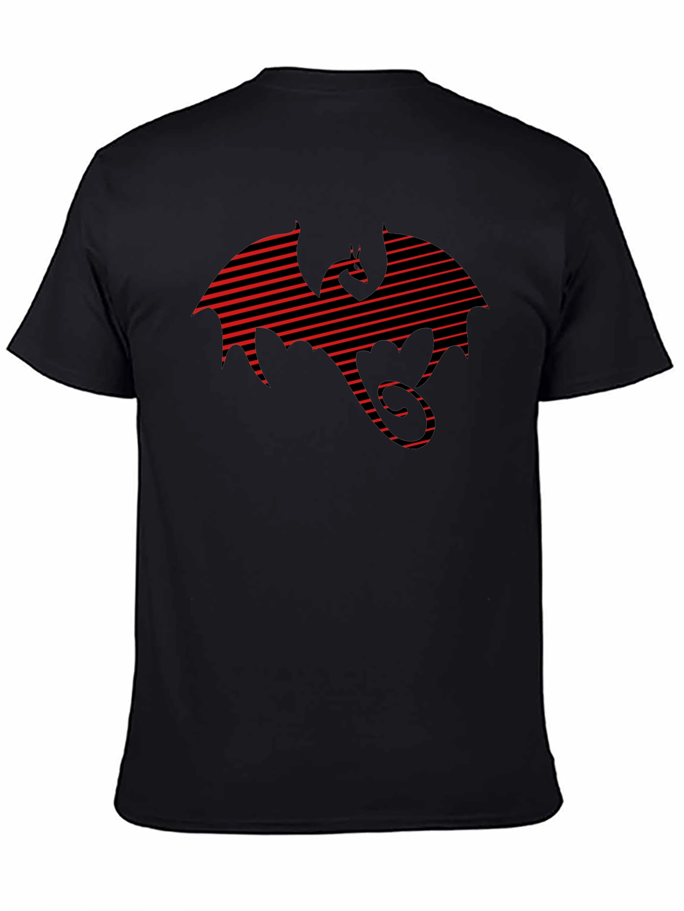 Striped Dragon Tee - Graphic Print T-Shirt
