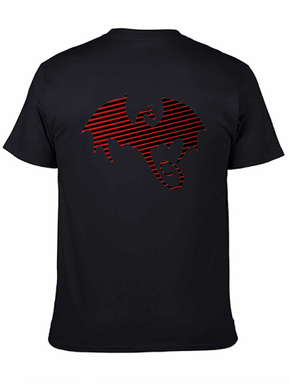 Striped Dragon Tee - Graphic Print T-Shirt